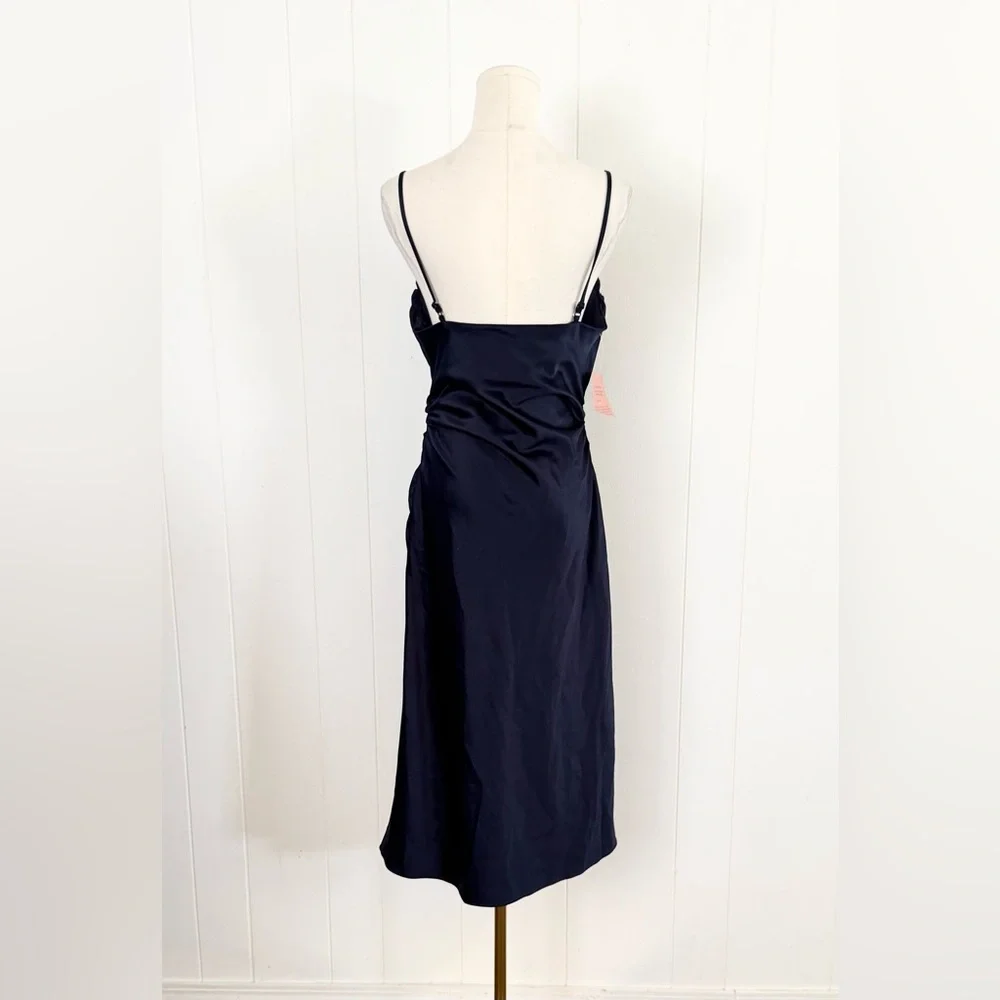NWT Anthropologie BHLDN Emery Square-Neck Stretch Satin Midi Dress Medium